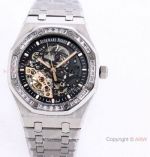 Royal Oak Audemars Piguet Skeleton Silver Watch Baguette Diamond bezel